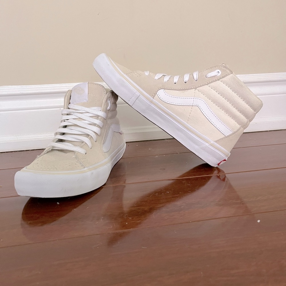 Vans Beige and White High-Top Sneakers